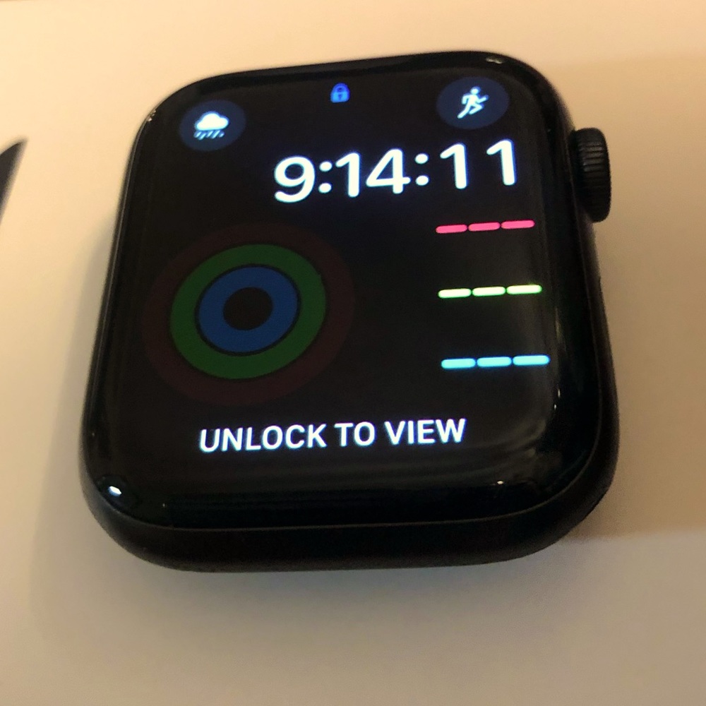 SOLD Apple Watch SE 44mm—Like new! Includes original box w/sport bands & charger